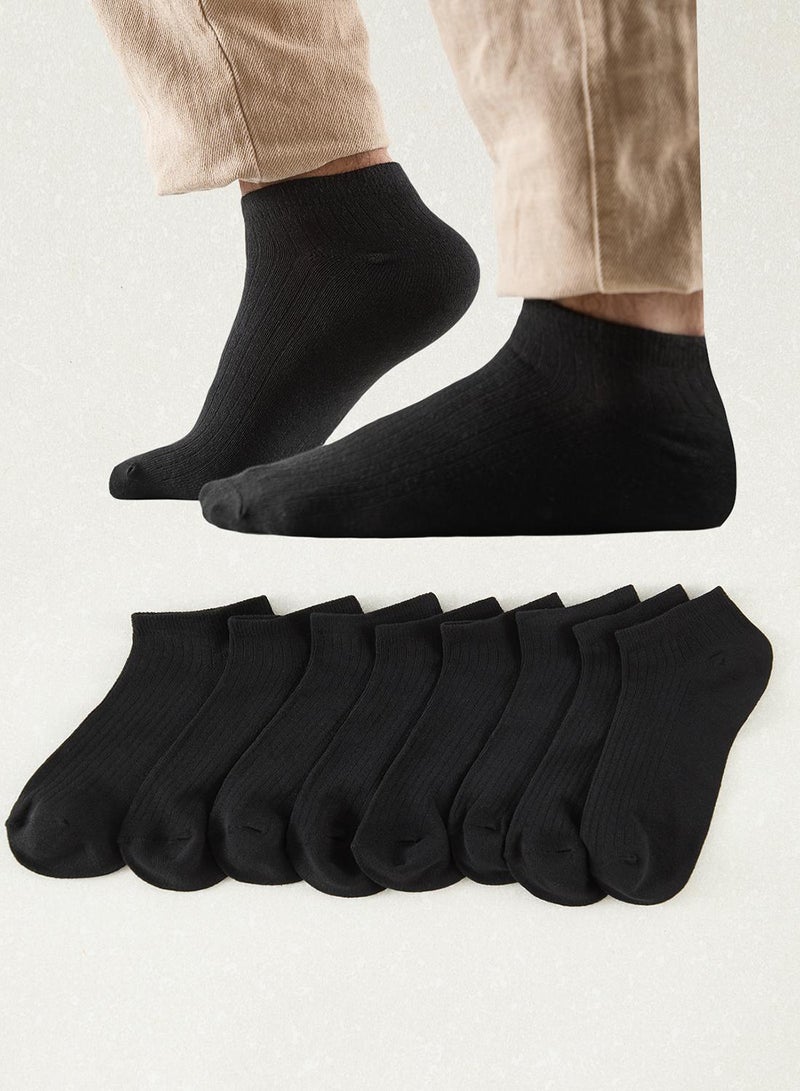 trendyol Black Unisex 8-Piece Cotton Booties Socks - Image 1