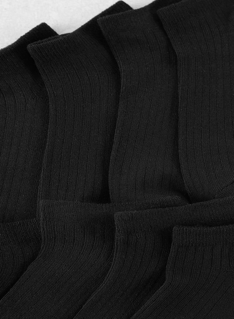 trendyol Black Unisex 8-Piece Cotton Booties Socks - Image 3