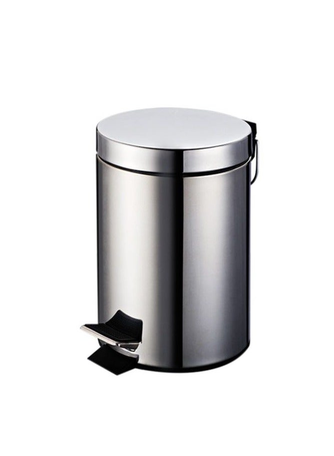 Turkish Stainless Steel Swing Lid Waste Bin with Foot Pedal and Plastic Inner for Easy Cleaning 5L - Image 1