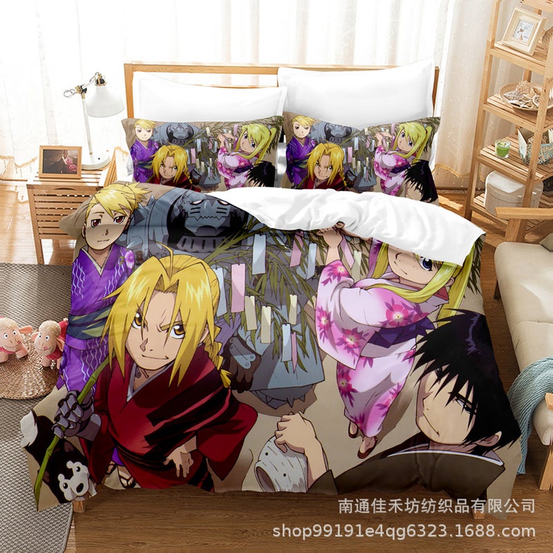 Cartoon Steel Alchemist Cartoon Animation Digital Printing Quilt Cover Three-Piece Bedding Kit - Image 4