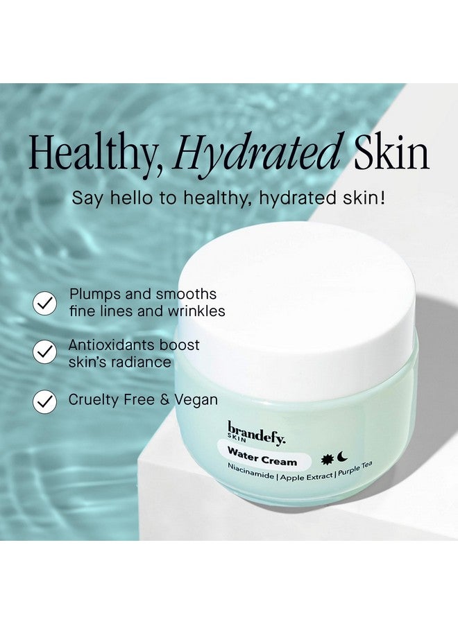brandefy Water Cream Lightweight Porerefining Hydration Burst For Smooth Super Hydrated Skin 1.7 Oz. Made In The Usa - Image 2