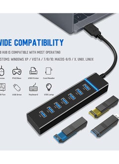 Excefore USB Hub 7 Port USB 3.0 Hub LED Portable High-Speed Compatible for iMac Pro MacBook Air Mac Mini/Pro Surface Pro PC and Laptop Notebook Computer High-speed Expansion Multi-interface Hub  - Image 4