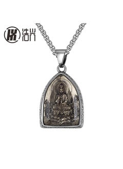 Generic Titanium Steel Twelve Zodiac Eight Guardian Brand Pendant Mens Retro Stainless Steel Necklace Guanyin Bodhisattva 