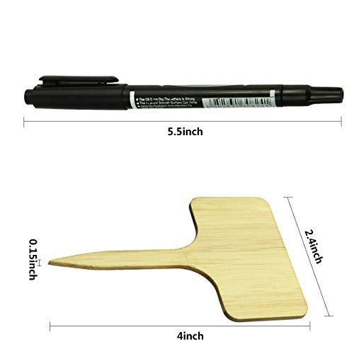 YXGOOD 50Pcs Bamboo Plant Labels with A Marker Pen T-Type Wooden Plant Sign Tags Garden Markers for Seed Potted Herbs Flowers Vegetables 2.3 x 4 inch (50) - Image 5