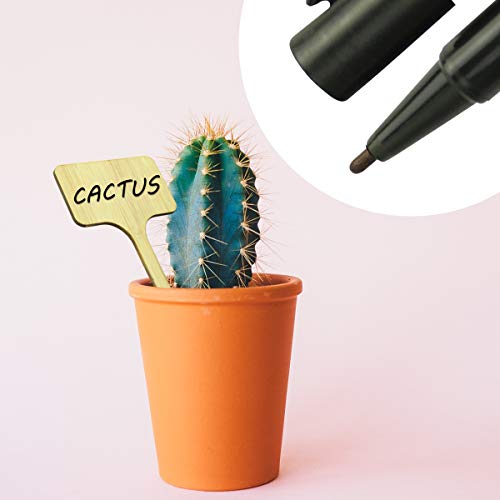 YXGOOD 50Pcs Bamboo Plant Labels with A Marker Pen T-Type Wooden Plant Sign Tags Garden Markers for Seed Potted Herbs Flowers Vegetables 2.3 x 4 inch (50) - Image 4
