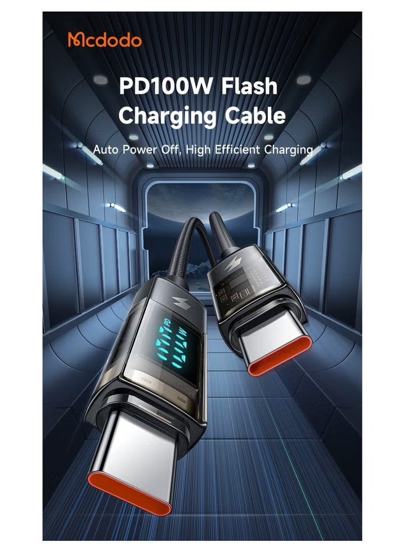 Mcdodo Type-C to Type-C Fast Charging Cable 100W PD with Digital Display, 1.2m USB-C Cable, Power Monitoring Screen, Smart Auto Power Off, Durable High Speed Data Sync Charging Cable - Image 4