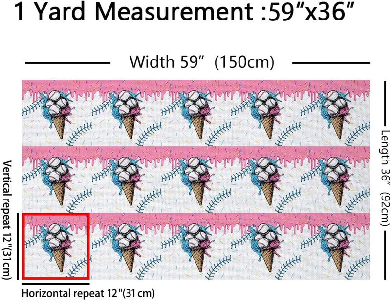 Kids Cream Baseball Games Pink Flannel Fabric by The Yard 1 Yard | Candy Colorful Girls Boys Upholstery Fabric for Chairs Softball Sports Gaming Soft Not Stretchy Decor Ice Cream Drip Decor - Image 2