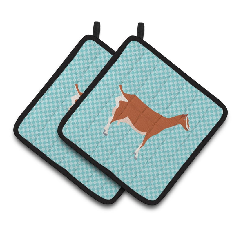 Caroline's Treasures ""Caroline's Treasures Toggenburger Goat Blue Check Decorated Pot Holder  7.5"""" x 7.5"""""" 