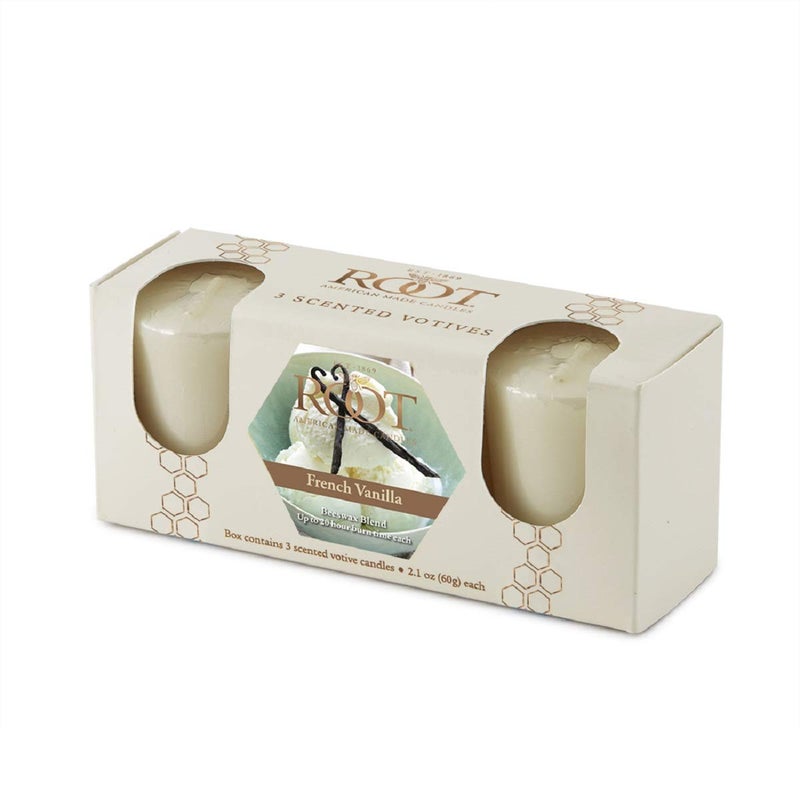 Root Candles Scented Votive Candles Beeswax Blend Premium Handcrafted 20Hour Votives 3Count French Vanilla