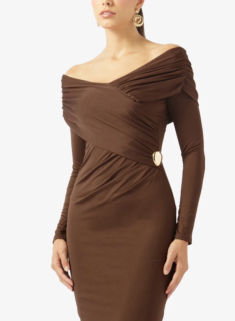 Ella  Off Shoulder Ruched Dress for Women | Best Price UAE