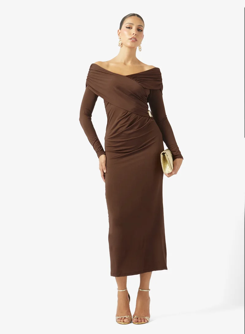 Ella  Off Shoulder Ruched Dress for Women | Best Price UAE
