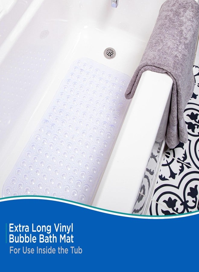 كيني سجادة حمام كيني KN67260 طويلة جدًا من الفينيل، سجادة دش، سجادة حوض استحمام مزودة بأكواب شفط وفتحات تصريف للاستخدام داخل دش الحمام، طول 36 بوصة × عرض 18 بوصة، شفافة - Image 3