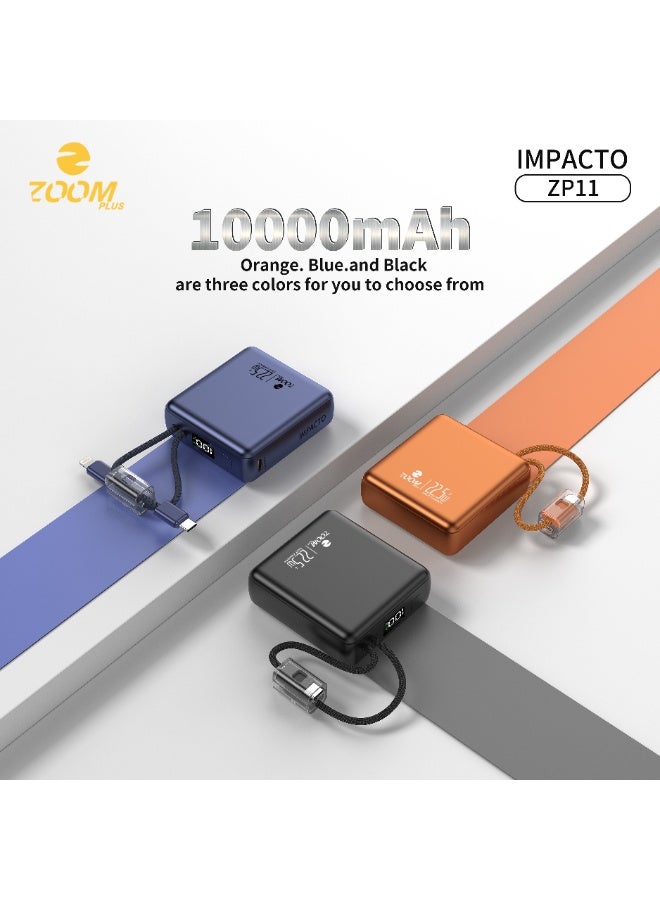 Zoom Plus ZP11B Ultra-Slim 10,000mAh IMPACTO Super Fast 22.5W Power Bank - Black - Image 4