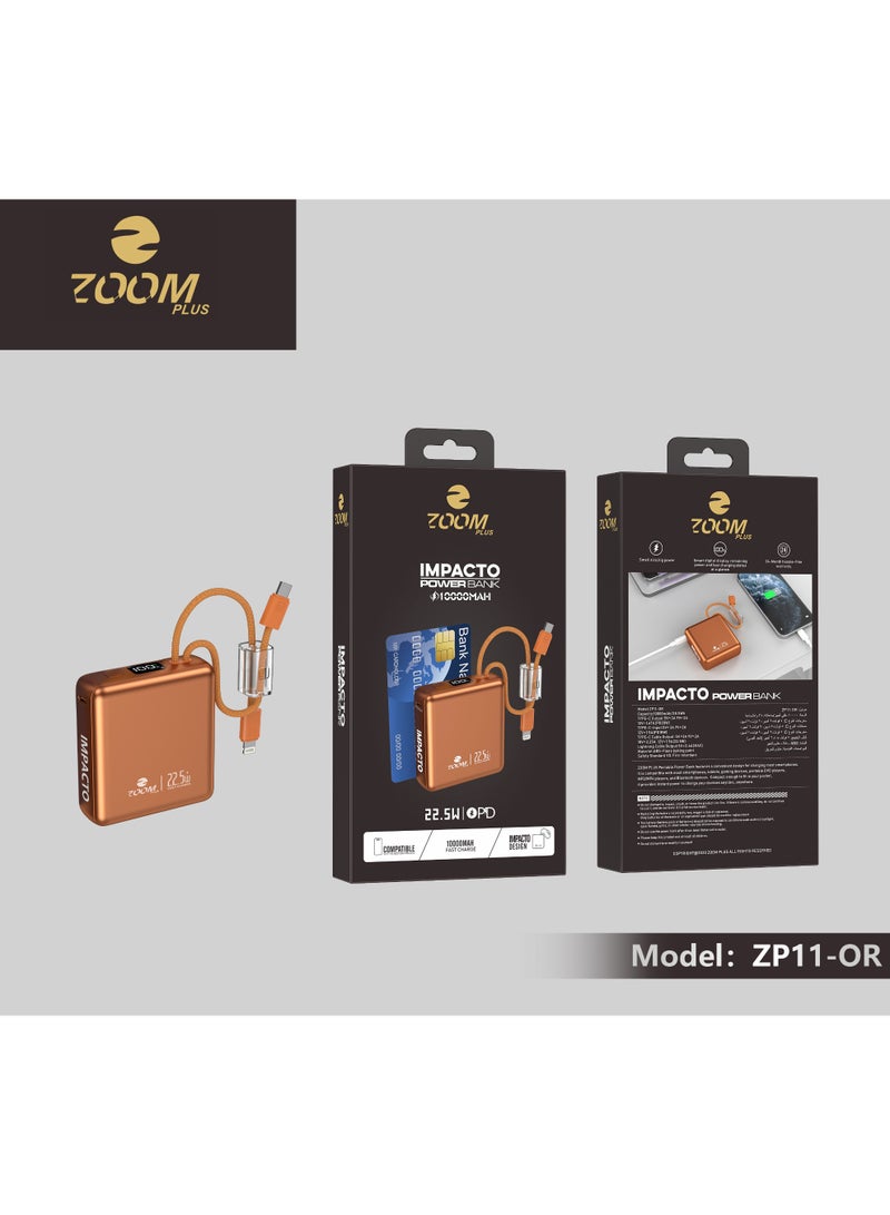Zoom Plus ZP11B Ultra-Slim 10,000mAh IMPACTO Super Fast 22.5W Power Bank - Black - Image 5