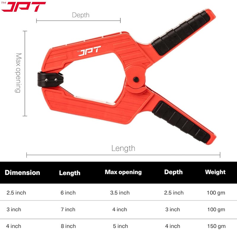 JPT Ultra Heavy Duty 4-Inch Wood Spring Clamp, Strong 140N Clamping Force with Bold Spring for Carpentry, Crafts, DIY Projects, High-Strength Unbreakable ABS Construction - Image 5