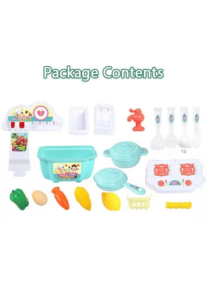 Mini Kids Kitchen Game 22-Piece Set Educational Kitchen Pretend Play Safe Material Toy Simulation Kitchen Utensils Self-Storage Cooking Utensils Cooking Pretend Game（Pink） - Image 5