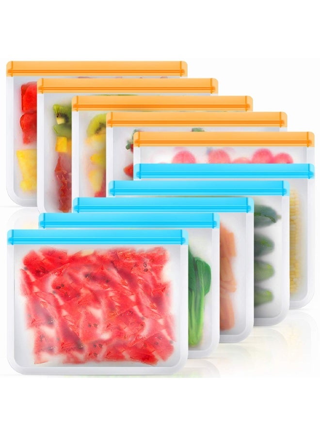 BAIJIN Reusable Storage Bags 10 Pack, BPA Free Reusable Freezer Bags, Large Silicone Food Bags, Reusable Sandwich Bags, Reusable Gallon Bags for Food, Reusable Bags for Lunch Sandwich Snack - Image 1