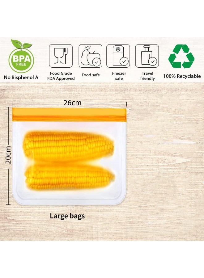 BAIJIN Reusable Storage Bags 10 Pack, BPA Free Reusable Freezer Bags, Large Silicone Food Bags, Reusable Sandwich Bags, Reusable Gallon Bags for Food, Reusable Bags for Lunch Sandwich Snack - Image 2