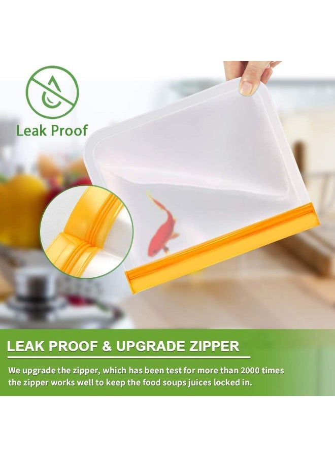 BAIJIN Reusable Storage Bags 10 Pack, BPA Free Reusable Freezer Bags, Large Silicone Food Bags, Reusable Sandwich Bags, Reusable Gallon Bags for Food, Reusable Bags for Lunch Sandwich Snack - Image 3