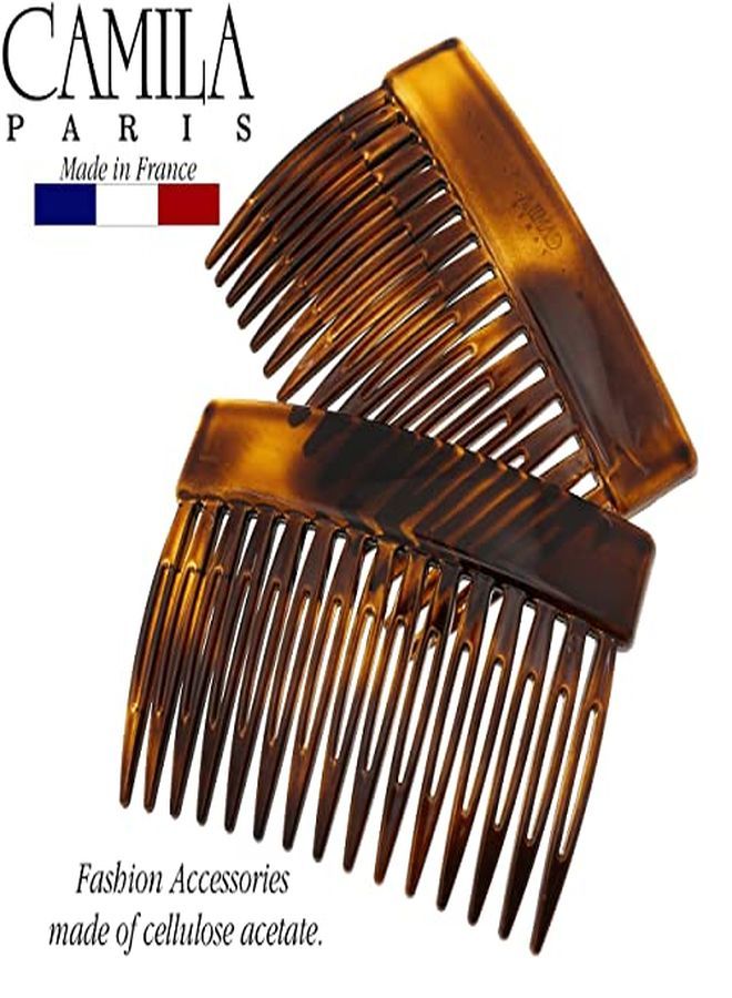 CAMILA Paris Cp2942 French Hair Side Comb, 3 Inch Small Tortoise Shell, Flexible Durable Cellulose Hair Combs, Strong Hold Hair Clips For Women, No Slip Styling Girls Hair Accessories, Made In France - Image 4