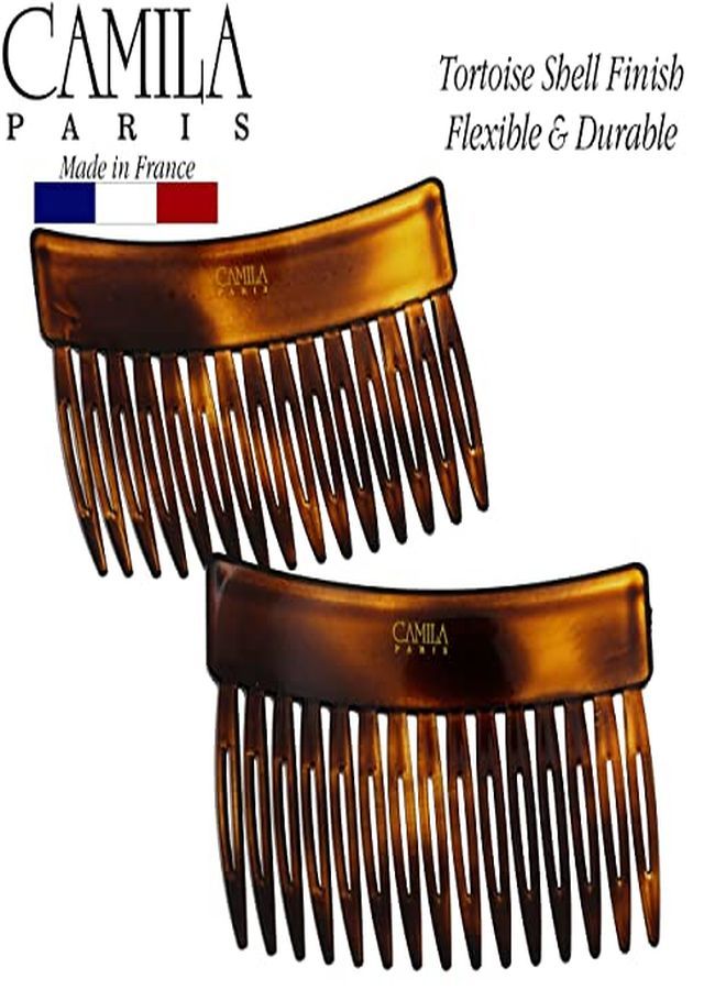 CAMILA Paris Cp2942 French Hair Side Comb, 3 Inch Small Tortoise Shell, Flexible Durable Cellulose Hair Combs, Strong Hold Hair Clips For Women, No Slip Styling Girls Hair Accessories, Made In France - Image 3