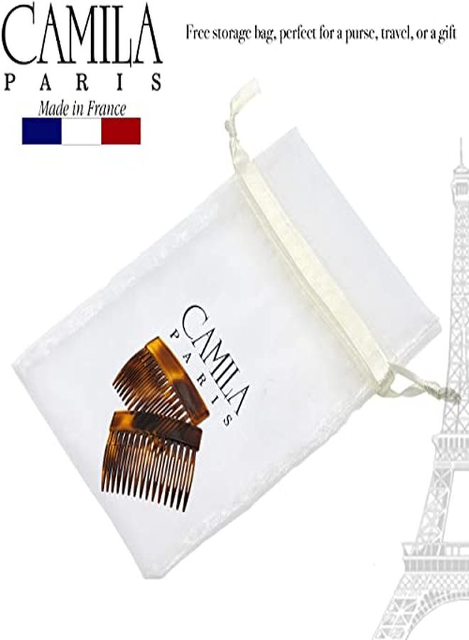 CAMILA Paris Cp2942 French Hair Side Comb, 3 Inch Small Tortoise Shell, Flexible Durable Cellulose Hair Combs, Strong Hold Hair Clips For Women, No Slip Styling Girls Hair Accessories, Made In France - Image 5