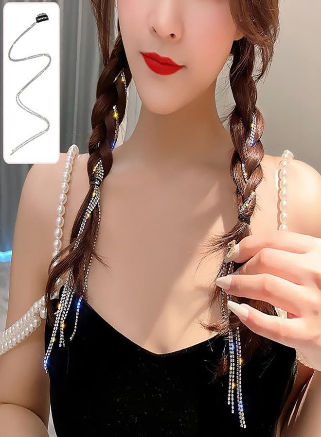 FAMEZA 4 Pcs PremiumHair Chains for Women, Rhinestone Tassel Silver Hair Clips, Hair Extensions Decorative Hair Clip Hairpin for Girls Nightclub Party Headwear - Image 3