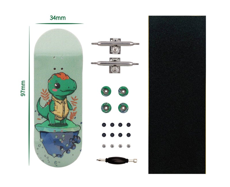 RACOFSB Pro Fingerboard 34mm Wooden Board Professional Finger Skateboard Trucks CNC Swirl Wheels (Dinosaur) - Image 2