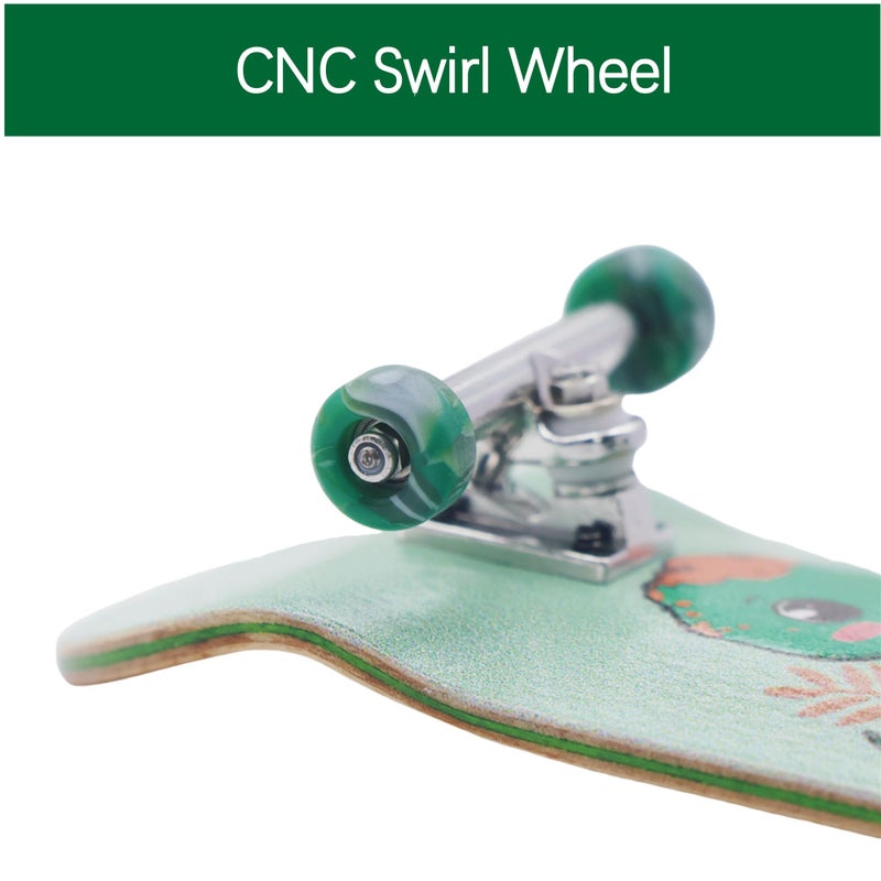 RACOFSB Pro Fingerboard 34mm Wooden Board Professional Finger Skateboard Trucks CNC Swirl Wheels (Dinosaur) - Image 5