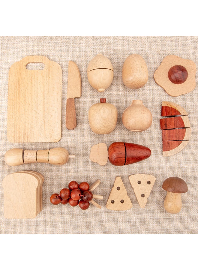 قطع الفواكه والخضروات الملونة للأطفال ومشاهدتها محاكاة اللعب داخل العائلة أدوات طهي الفواكه والخضروات ألعاب خشبية معرفية - اللون: أدوات مطبخ ملونة - Image 5