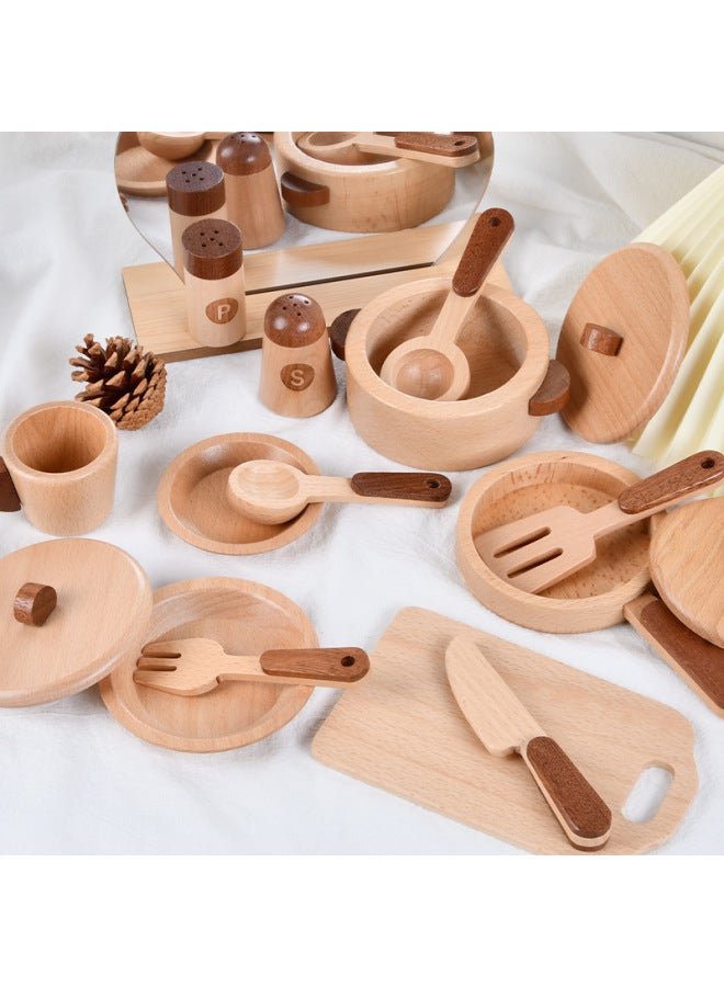 قطع الفواكه والخضروات الملونة للأطفال ومشاهدتها محاكاة اللعب داخل العائلة أدوات طهي الفواكه والخضروات ألعاب خشبية معرفية - اللون: أدوات مطبخ ملونة - Image 3