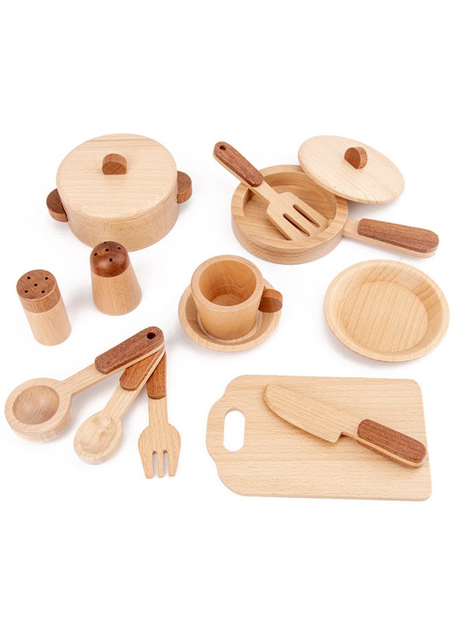 قطع الفواكه والخضروات الملونة للأطفال ومشاهدتها محاكاة اللعب داخل العائلة أدوات طهي الفواكه والخضروات ألعاب خشبية معرفية - اللون: أدوات مطبخ ملونة - Image 1