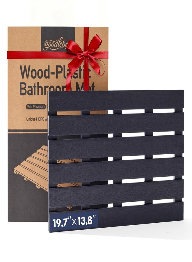 GOODLEBEN Bamboo-Design Bath Mat, Heavy Duty HDPS Plastic, 19.7" x 13.8", 400lb Support, 100% Waterproof & Fadeproof, Superior to Real Bamboo for Bathroom Spa Sauna Poolside Outdoor (Black Color) - Image 1