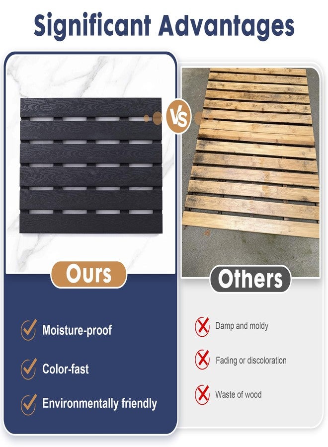 GOODLEBEN Bamboo-Design Bath Mat, Heavy Duty HDPS Plastic, 19.7" x 13.8", 400lb Support, 100% Waterproof & Fadeproof, Superior to Real Bamboo for Bathroom Spa Sauna Poolside Outdoor (Black Color) - Image 3