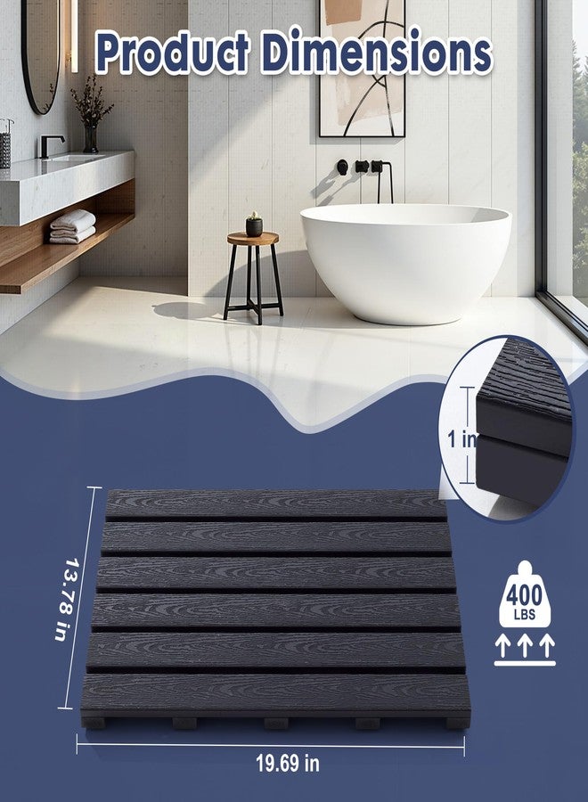 GOODLEBEN Bamboo-Design Bath Mat, Heavy Duty HDPS Plastic, 19.7" x 13.8", 400lb Support, 100% Waterproof & Fadeproof, Superior to Real Bamboo for Bathroom Spa Sauna Poolside Outdoor (Black Color) - Image 2