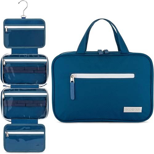Eco Sun Hanging Travel Toiletry Bag Designed in Hawaii WaterResistant Travel Organizer for Bathroom Accessories Blue - Image 1