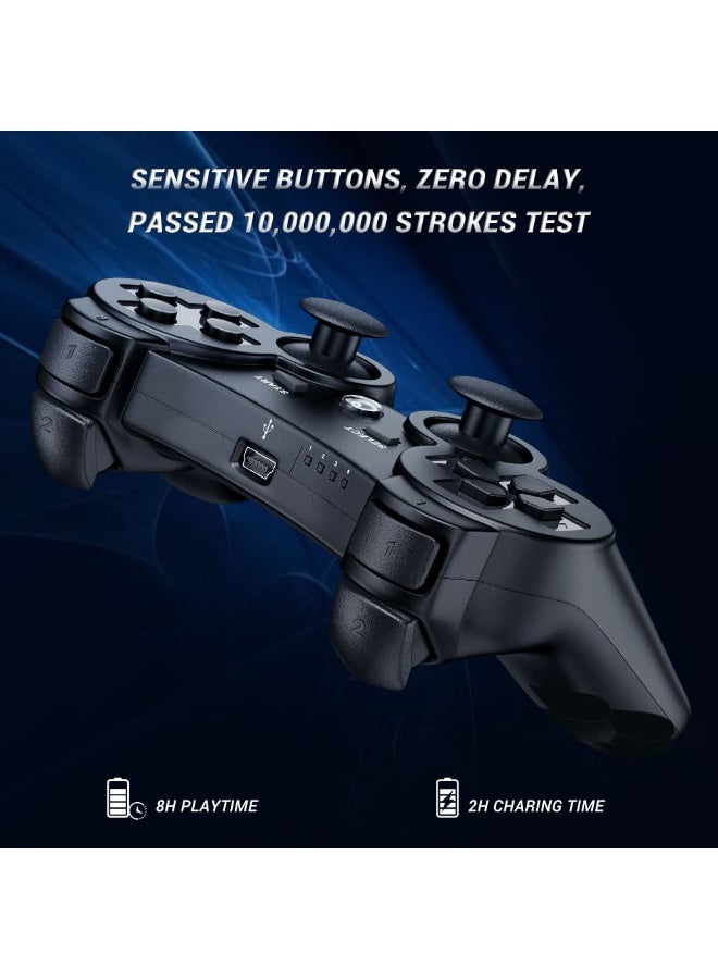 وحدة تحكم 2 حزمة لـ PS3 وحدة تحكم لاسلكية لـ Sony Playstation 3 ، صدمة مزدوجة 3 ، بلوتوث ، قابلة لإعادة الشحن ، مستشعر الحركة ، عصا تشغيل تناظرية 360 درجة ، جهاز التحكم عن بعد لـ PS3 ، 2 أسلاك شحن USB ، أسود - Image 4