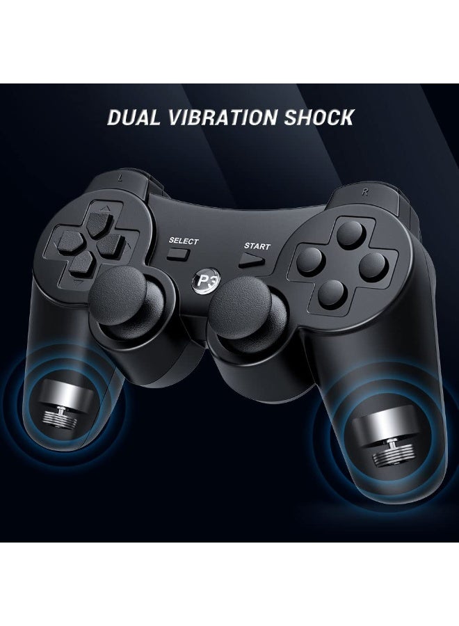 وحدة تحكم 2 حزمة لـ PS3 وحدة تحكم لاسلكية لـ Sony Playstation 3 ، صدمة مزدوجة 3 ، بلوتوث ، قابلة لإعادة الشحن ، مستشعر الحركة ، عصا تشغيل تناظرية 360 درجة ، جهاز التحكم عن بعد لـ PS3 ، 2 أسلاك شحن USB ، أسود - Image 2