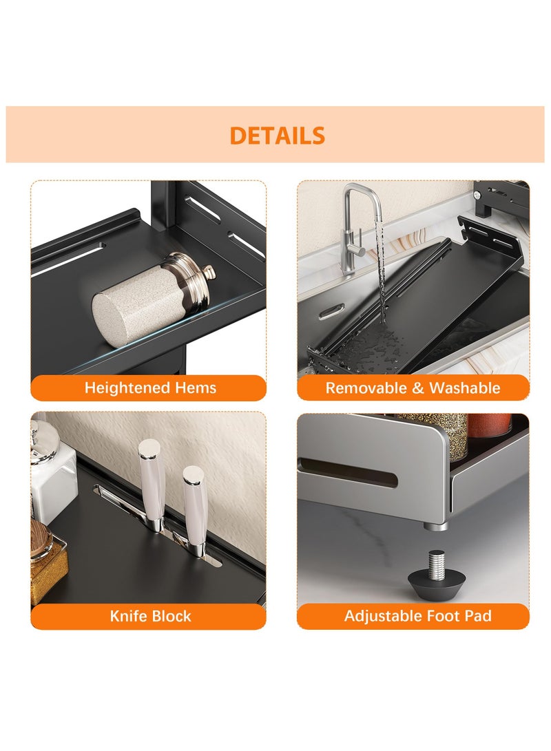 XICEN Spice Rack for Countertop, 3 Tier Height-Adjustable Spice Organization for Cabinet, Kitchen Countertop Organizer, Metal Standing Large Seasoning Storage Shelf, Black - Image 5