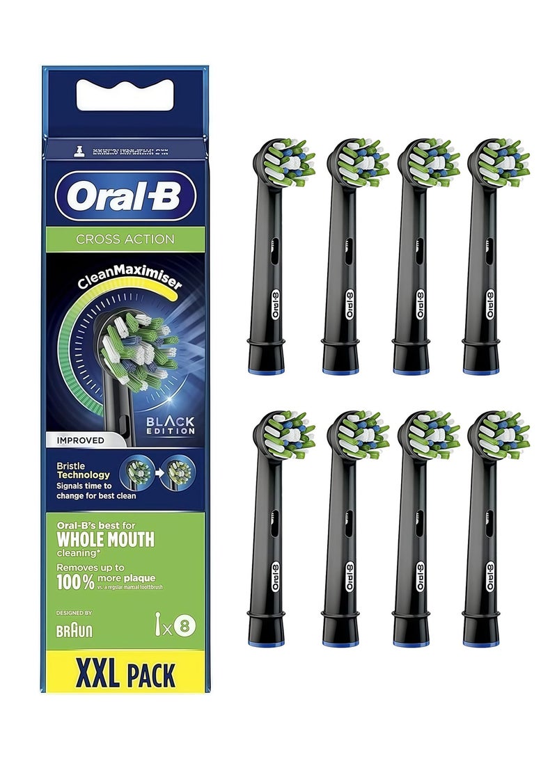 Oral-B Sensitive Clean Electric Toothbrush Head, X-Shaped & Extra Soft Bristles for Gentle Brushing & Plaque Removal, Pack of 8 Toothbrush Heads, Black (Packing May Vary) - Image 1
