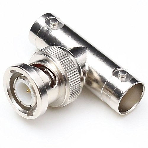 ANHAN BNC Splitter, Male to Female, 3 Way, Coaxial Adapter, Commercial Grade, Pure Brass, Nickel Plated - Image 1