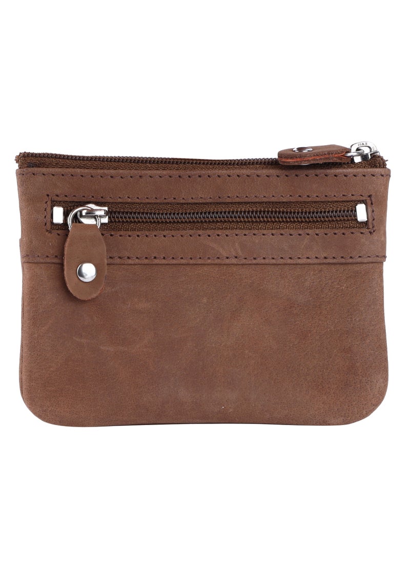 LAVERI LEATHER Laveri Leather Coin Purse With Key Chain Brown Hunnter  - Image 3