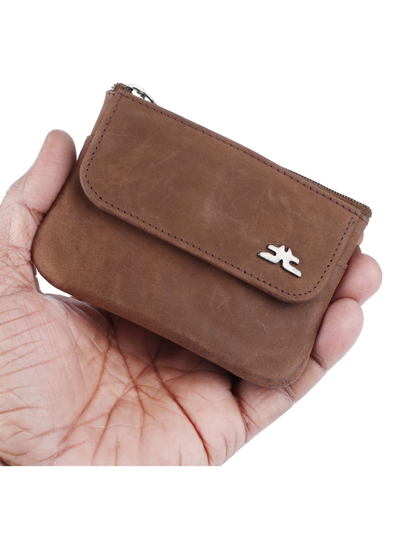 LAVERI LEATHER Laveri Leather Coin Purse With Key Chain Brown Hunnter  - Image 5