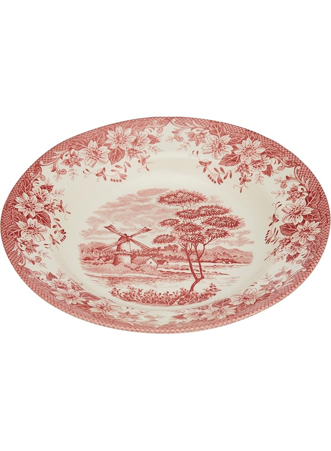 Windmill Pink 1pc Multicolor Round Earthenware