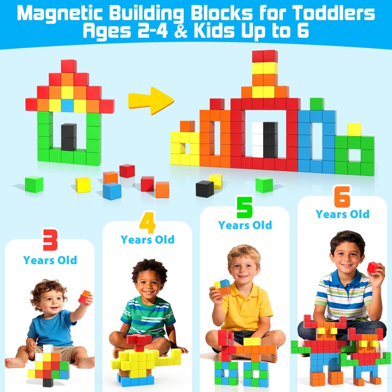 Toylogy 48PCS Magnetic Blocks for Toddlers Outdoor Toys Easter Gifts, Large Magnetic Cube Toy for Sensory Montessori Education Preschool Magnet Toys for 3 4 5 6 Year Old Boys and Girls - Image 3