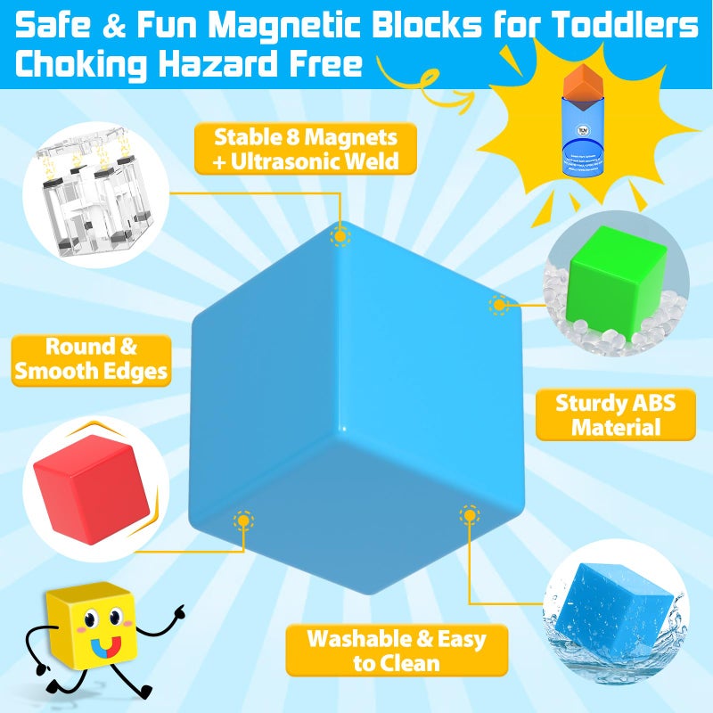 Toylogy 48PCS Magnetic Blocks for Toddlers Outdoor Toys Easter Gifts, Large Magnetic Cube Toy for Sensory Montessori Education Preschool Magnet Toys for 3 4 5 6 Year Old Boys and Girls - Image 2