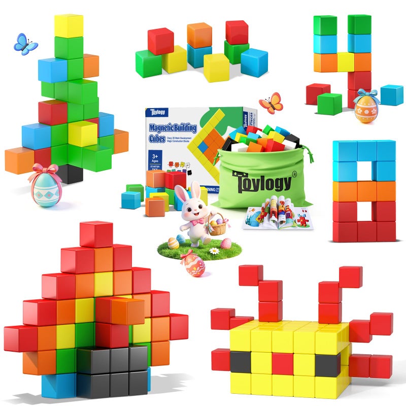 Toylogy 48PCS Magnetic Blocks for Toddlers Outdoor Toys Easter Gifts, Large Magnetic Cube Toy for Sensory Montessori Education Preschool Magnet Toys for 3 4 5 6 Year Old Boys and Girls - Image 1