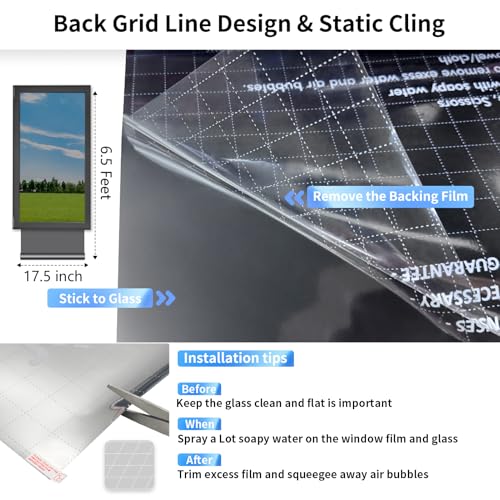 MAGIDEKOR Window Privacy Film One Way, Reflective Mirror Window Film Daytime Privacy, UV Sun Blocking Heat Control Static Cling, Window Tint for Home Office - 17.5 Inch X 6.5 Feet - Image 2