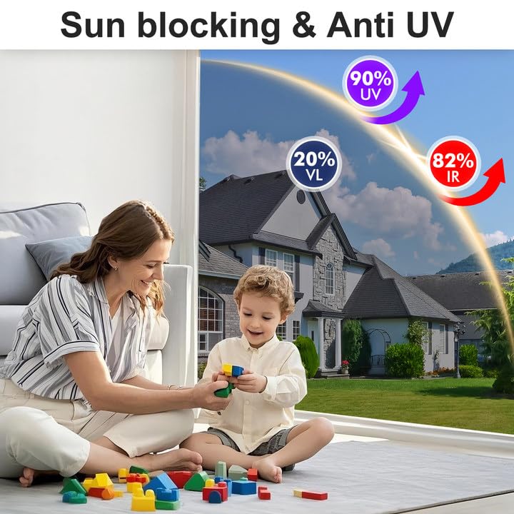 MAGIDEKOR Window Privacy Film One Way, Reflective Mirror Window Film Daytime Privacy, UV Sun Blocking Heat Control Static Cling, Window Tint for Home Office - 17.5 Inch X 6.5 Feet - Image 5