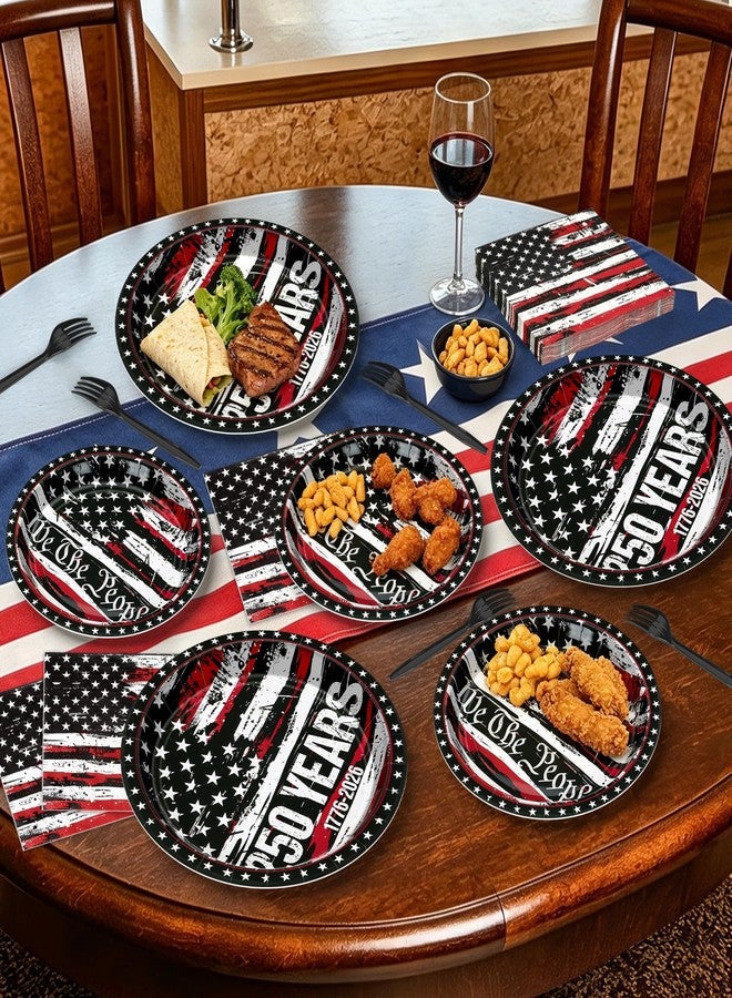 QZYL 120PCS 4th of July Plates and Napkins Sets, 250th Anniversary Disposable American Flag Paper Plates Table Decor, Patriotic Party Supplies Dinnerware for Independence Day Decorations, Serve 30 - Image 5